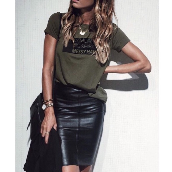 Vintage Dresses & Skirts - Vintage | Leather High Waist Pencil Skirt Medium